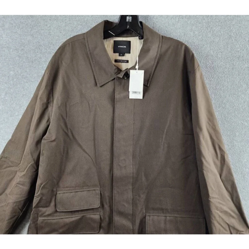 Vince Lightweight Car Coat Men's L Downtown Spread Collar Button Front Closure